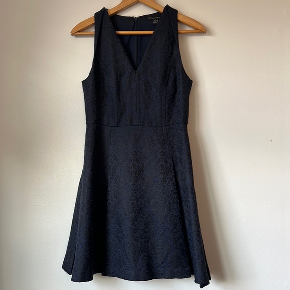 Banana Republic Dresses & Skirts - Banana Republic Jacquard Fit and Flare Dress Size 2P Navy